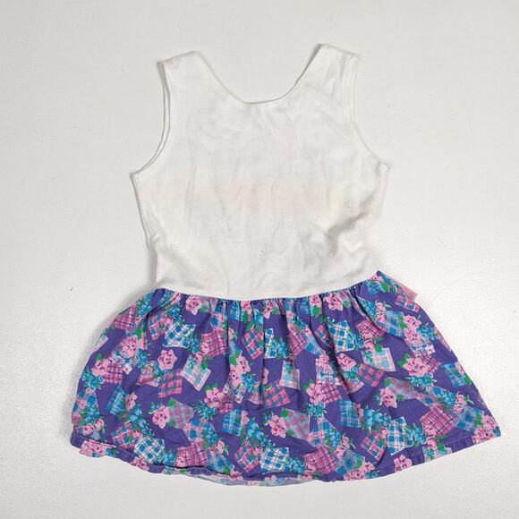 Vtg Dress 90s Girls Sz 2T Purple Floral Heart Casual Graphic Sundress - Picture 4 of 4